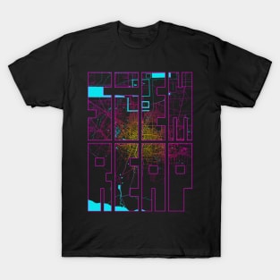 Siem Reap, Cambodia  City Map Typography - Neon T-Shirt
